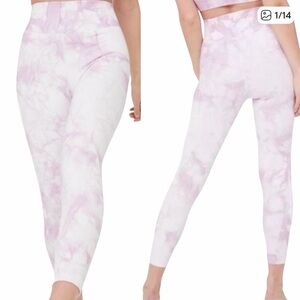 Aerie offline tie dye marble print seamless light purple & white leggings size S